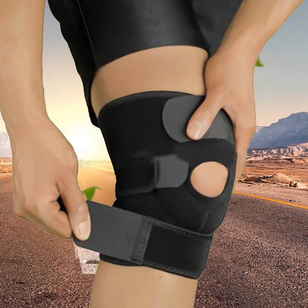 

neoprene sports knee support adjustable strap elastic patella sports support brace black neoprene knee, Black;gray