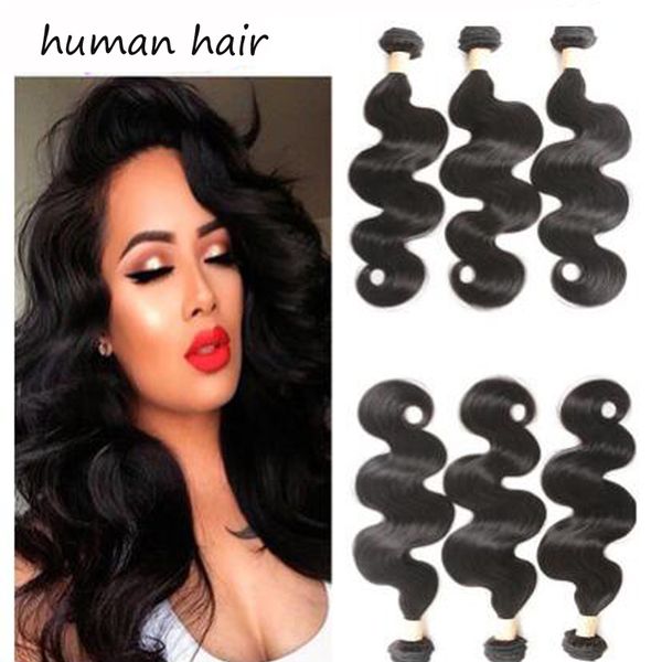 

3pcs /set brazilian body wave hair weave 3-4 bundles natural color real human virgin weaving from 8-30inch remy hair for women, Black;brown