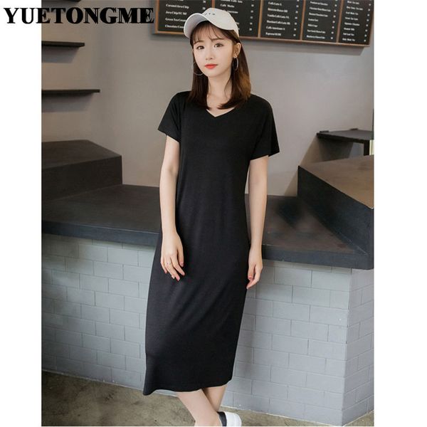 

yuetongme v neck summer women casual loose tshirt female vintage solid shirt short sleeve btl165, White