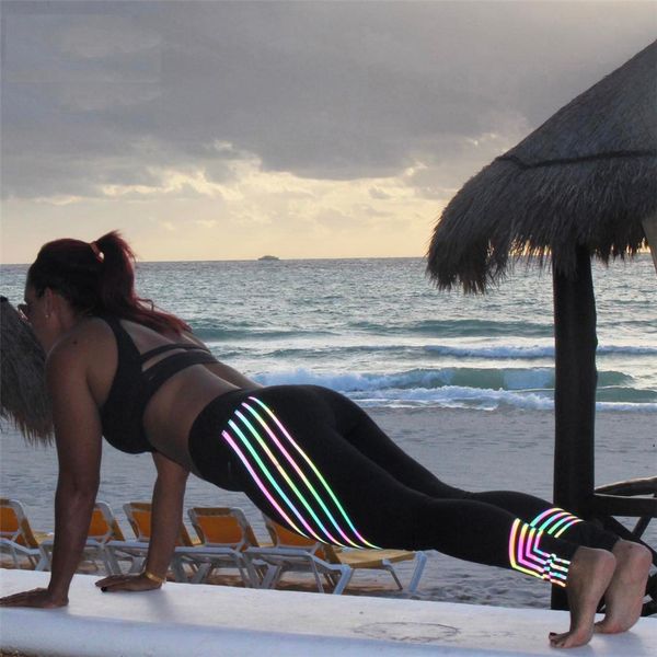 

sport leggings women quick dry yoga pants women leggins sports trouser fitness night glowing tights leggingssport fitness, White;red