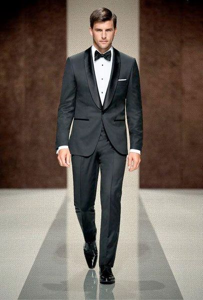 

charcoal grey groom tuxedos groomsmen blazer excellent men business formal party prom suit(jacket+pants+bows tie) 249, Black;gray
