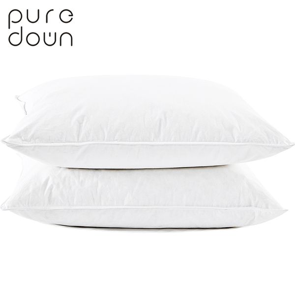 Puredown Natural White Feather Down Pillow Egyptian Cotton Cover