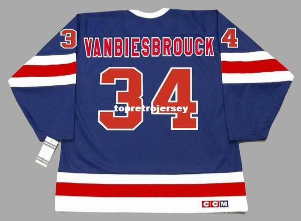 

wholesale mens john vanbiesbrouck new york rangers 1991 ccm vintage retro hockey jersey, Black;red