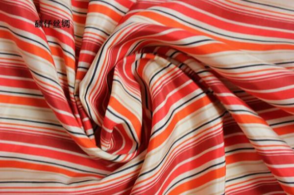 

100% pure mulberry soft satin striped red silk habotai silk fabric scarf skirt dressmaking material clothes 5 yard i196