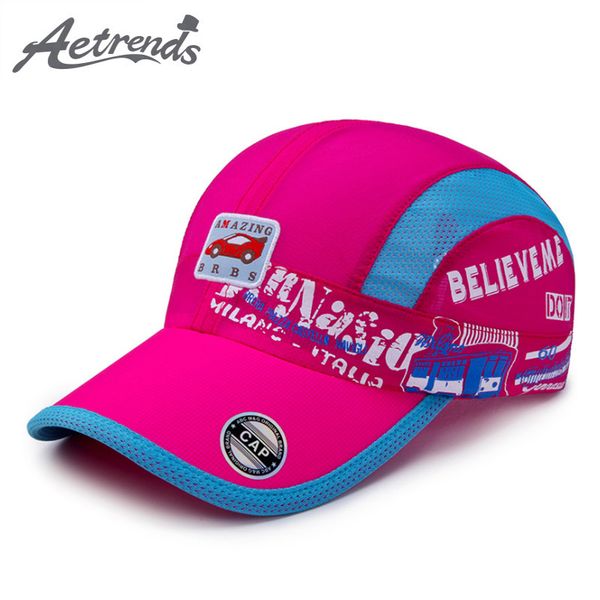 

aetrends] 2018 new summer kids baseball caps quick dry thin breathable snapback bone hats for girls boys z-6512, Blue;gray