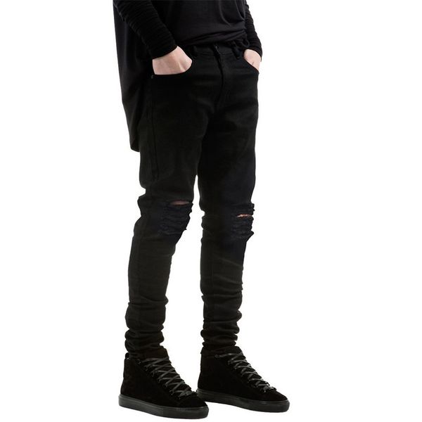 

new 2018 casual men hole slim jeans fashion men jeans, Blue