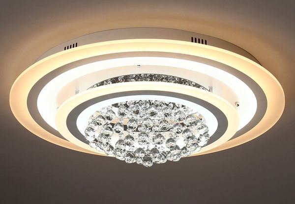 Luxury Crystal Flush Mount Led Ceiling Light Modern Round Rain Drop Clear K9 Crystal Ceiling Light Lamp Ac 90 240v Llfa Bronze Chandelier Wooden