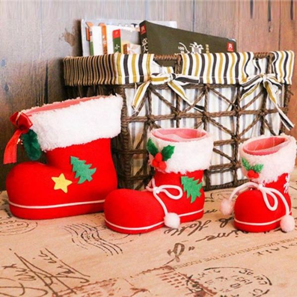 

christmas boots flocking boots socks gift box of candy christmas decorations home pen holder christmas tree decorations