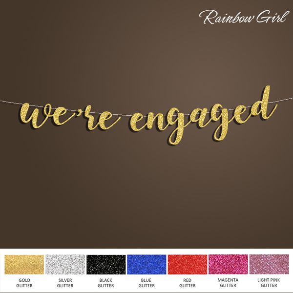 

we're engaged banner,silver/gold glitter letter sign backdrop,bridal shower decoration,wedding party decorations supplies