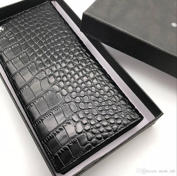 

the new luxury m b crocodile leather men's business wallet short wallet mt wallets clip wallet mb high-end gift box, Red;black