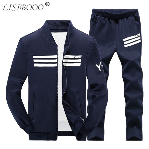 

lisibooo casual men tracksuit sportwear suit autumn spring embroidery male baseball jogger sets jackets pants leisure suits 4xl, Gray