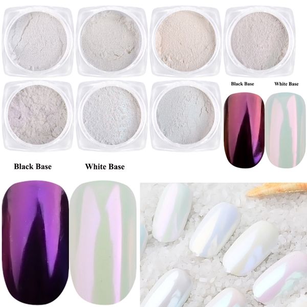 

7pcs/set mirror nail glier powder set 7 colors manicure dust decor nail art glier chrome pigment diy powder shining lab01-07, Silver;gold