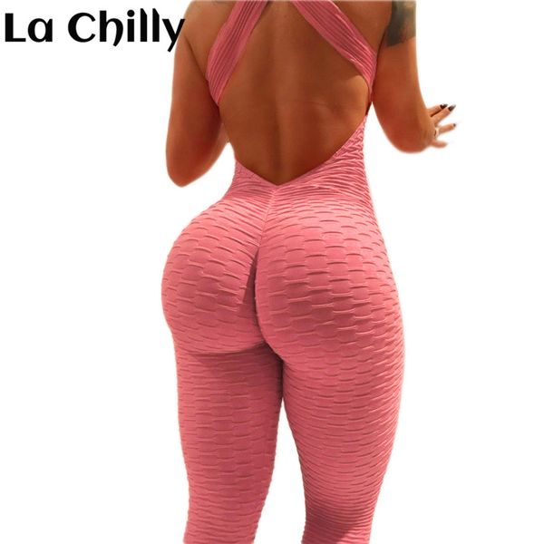 

backless yoga set jumpsuit sportwear for women 2018 fitness roupa feminina suit tracksuit set gym sport running sportwear, White;red