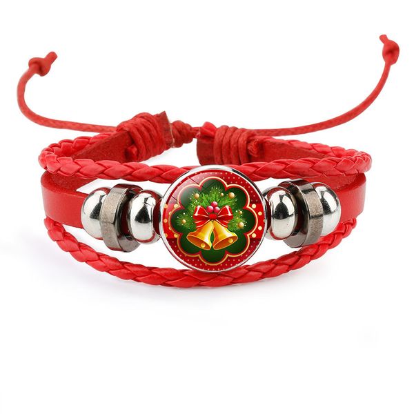 Frohe Weihnachten ID Lederarmband Santa Hirsch Elch Schneemann Baum Abzeichen Wrap Armbänder Glas Cabochon Schmuck Drop Ship