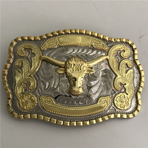 

1 pcs cool silver gold bull western cowboy belt buckle for men hebillas cinturon jeans belt head, Slivery;black