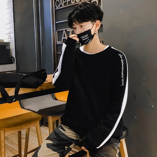 

muaone brand clothes 2018 autumn new men's o-neck loose long-sleeved sweatshirts leisure hoodies 6617#, Black