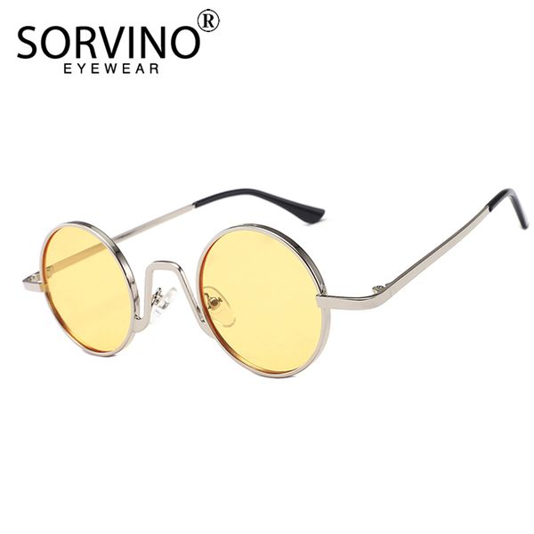 

sorvino 2018 retro skinny round steampunk sunglasses men women brand designer goggles lady mens circle sun glasses shades sp152, White;black