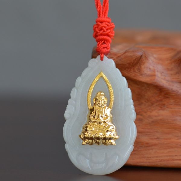 

hetian jade pendant for men and women guanyi buddha jade pendants necklace jewelry quality, Silver