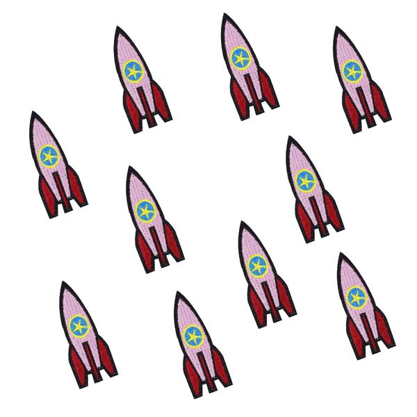 

10 pcs rocket patches badges for clothing iron embroidered patch applique iron sew on patches sewing accessories for diy clothes, Black