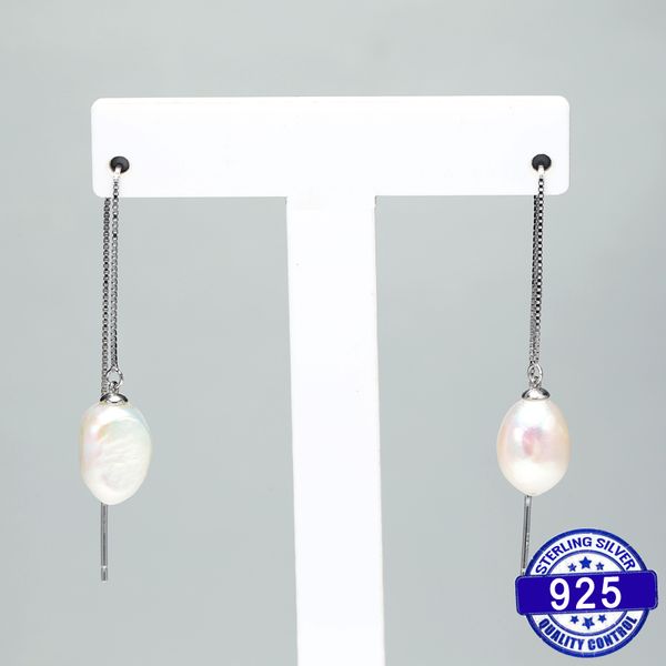 

daimi 925 sterling silver drop earrings 9-10mm baroque pearl earrings design cultured freshwater pearls, Golden;silver