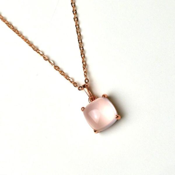 

925 sterling silver natural rose quartz pendant necklace for women jewelry