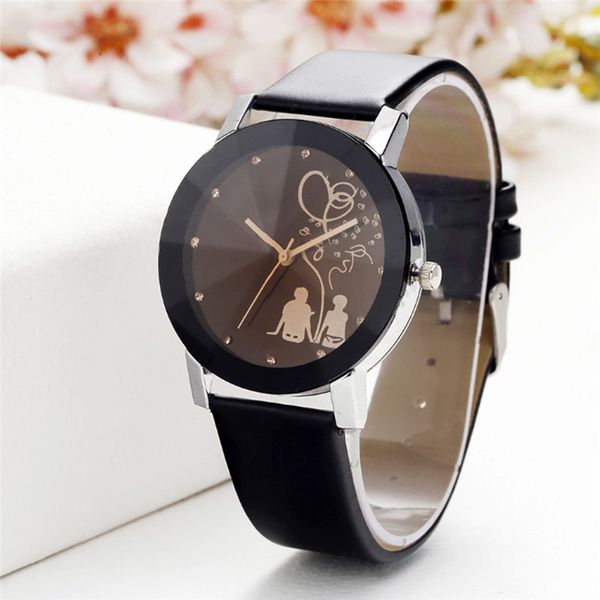 

couple watches stylish spire glass diamond watch leather strap waterproof quartz watch women's men's couple gift relogio, Slivery;brown