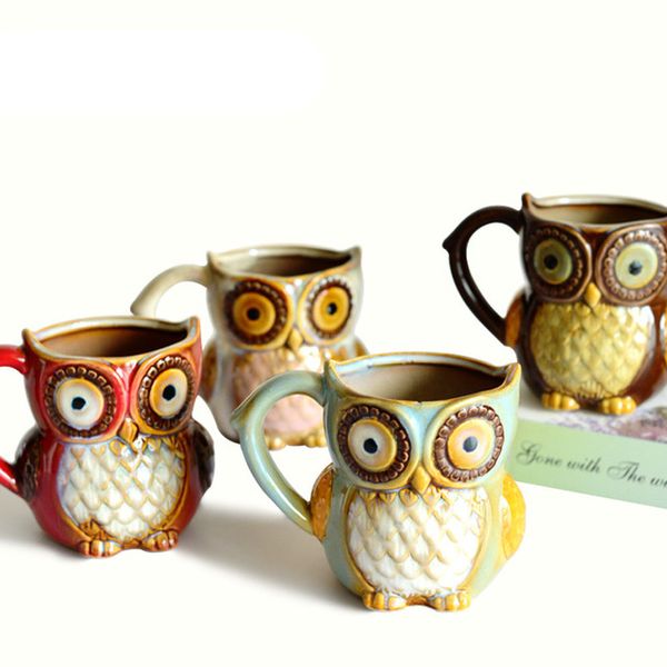 

xmas gift 3d animal cute owl mugs 300ml cartoon coffee mug ceramic milk cups breakfast morning coffee mug