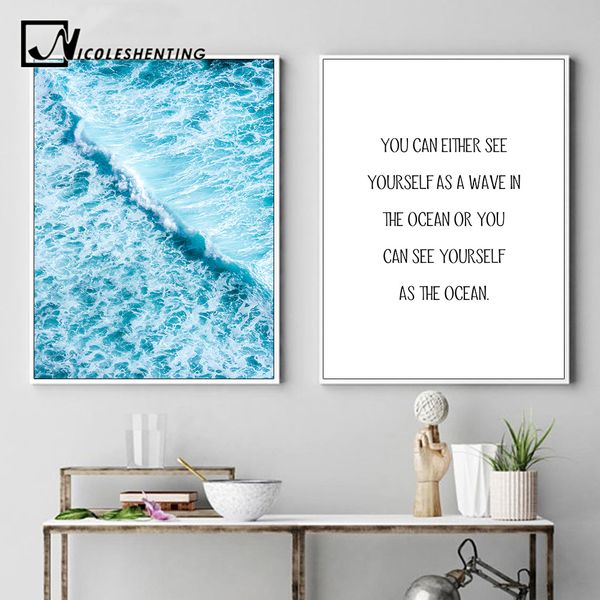 

scandinavian ocean waves canvas poster landscape nordic style wall art print motivational paintings decorative pictures for room