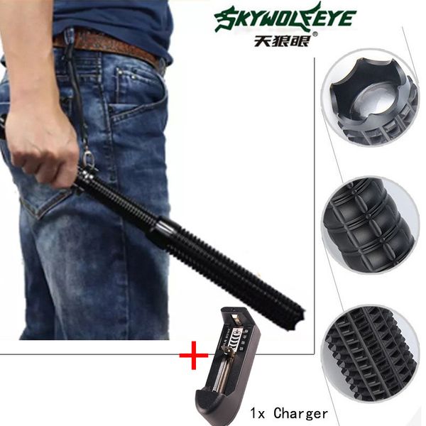 

2018 x1 led flashlights 3000lumen 3 modes security guard patrol aluminum alloy retractable focusing torch light for battery charger
