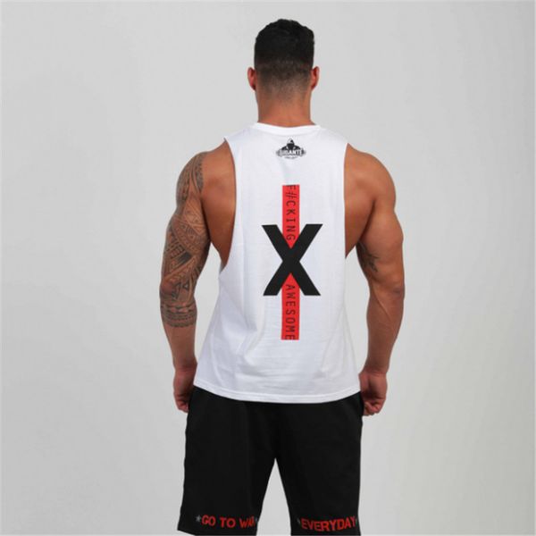 

bodybuilding tank men gyms -clothing stringer fitness gyms shirt brand clothing muscle workout cotton tank top, White;black