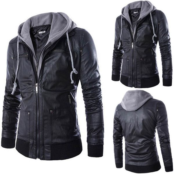 

кожаная куртка мужчины autumnwinter куртка байкер мотоцикл молния верхняя одежда теплое пальто #0816, Black;brown