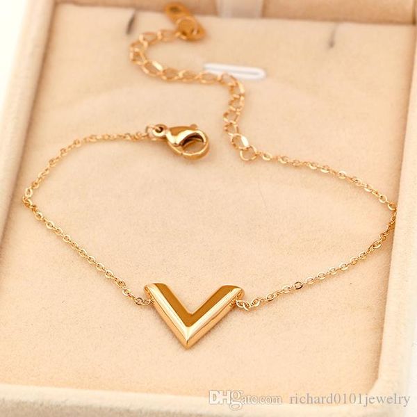 

Розовое золото V форма подвески браслеты для женщин 316L титана стали ссылка серебр