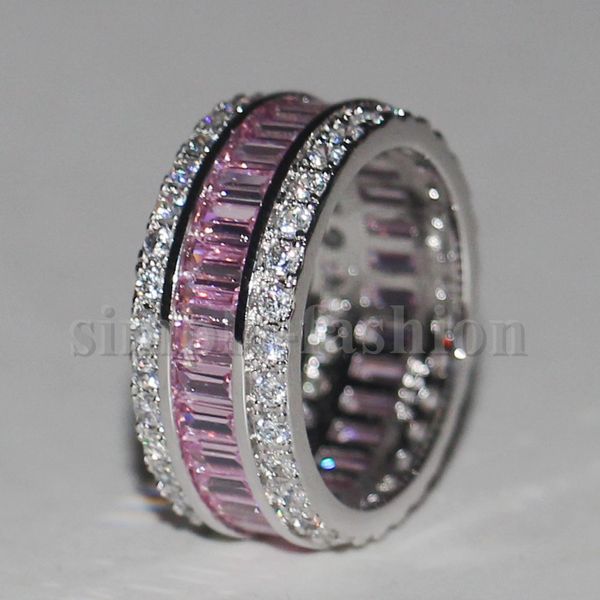 Gioielleria di moda Anello di fidanzamento da donna Taglio principessa 15ct 5A Pietra zircone Rosa Cz Anello in argento sterling 925 per donna