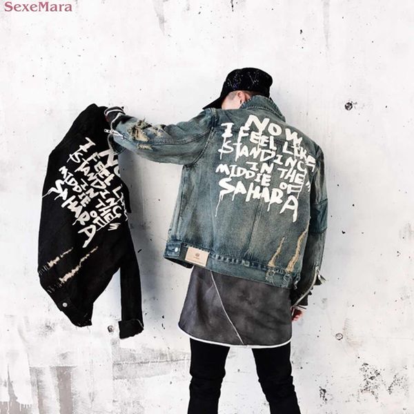 

sexemara graffiti font black blue men and women heavy damage cowboy jacket ing, Black;brown