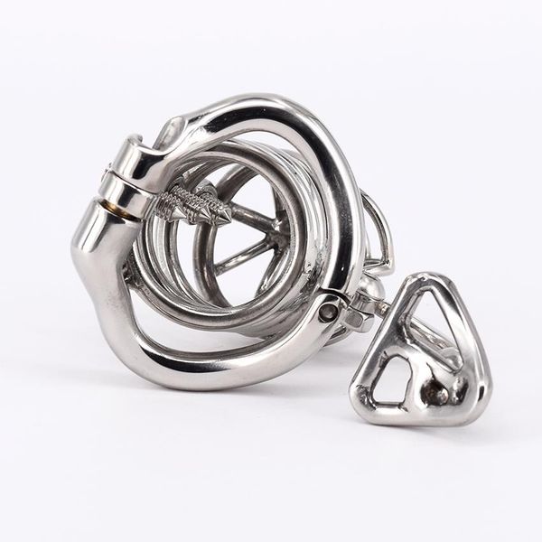 

2020 portable chastity cage stainless steel cock cage with removable spikes and massage stimulate device toys for men ing