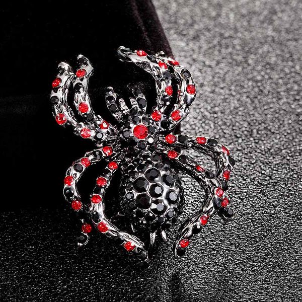 

red with jet rhinestone spider brooches jewelry for men women's statement punk brooch bouquet nhats accessory vintage broche, Gray