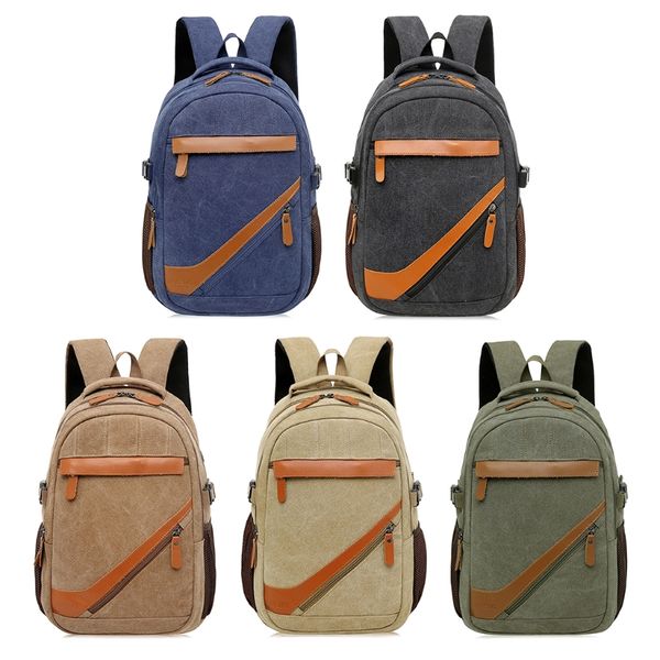 

new men's vintage canvas backpack rucksack lapshoulder travel bookbag shoulder bag