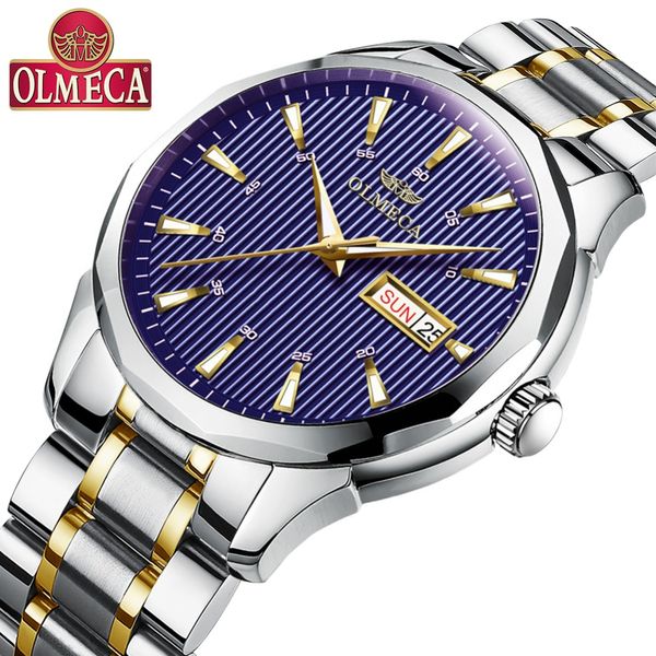 

olmeca fashion casual brand watch relogio masculino dress calendar wrist watch waterproof quartz watches for men back light, Slivery;brown