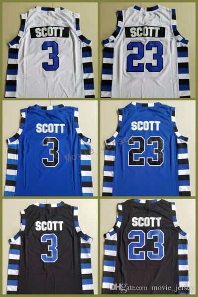 

men s-2xl number 3 the film version of one tree hill lucas scott 23 nathan scott jersey double stitched jerseys black white blue, Black;red