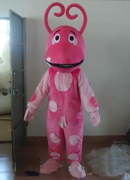 

2018 light and easy to wear a pink insect mascot costume with white spots for sale, Red;yellow