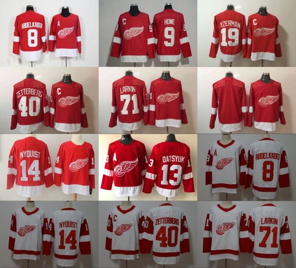 

2018 New Detroit Red Wings Jerseys 8 Justin Abdelkader 71 Dylan Larkin 40 Henrik Zetterberg 9 Gordie Howe 19 Steve Yzerman 13 Pavel Datsyuk