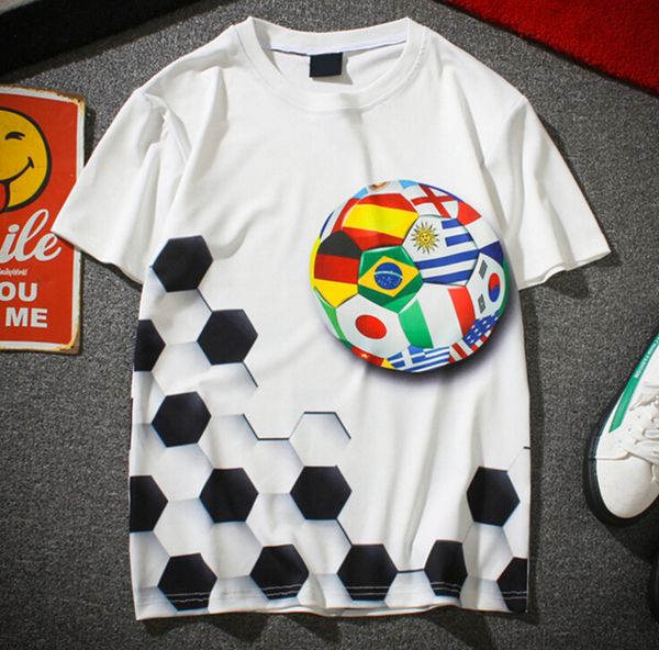 

Soccer T-shirts White Casual Tee World Cup Football Fans Crew Neck Tee Crew Neck Tops