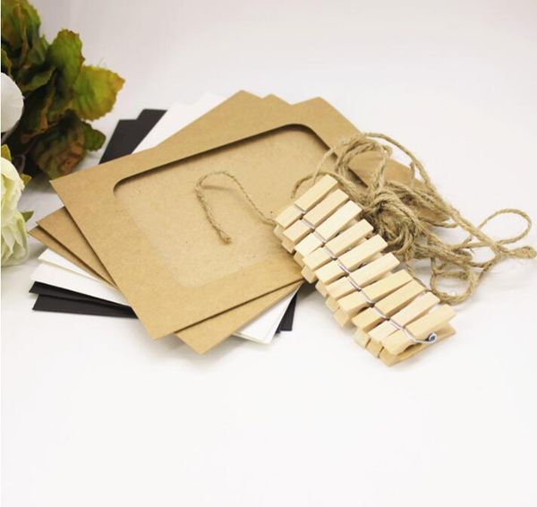 

10pcs/set diy kraft paper p frame for pictures vintage frame p diy baby holder wedding wall decor