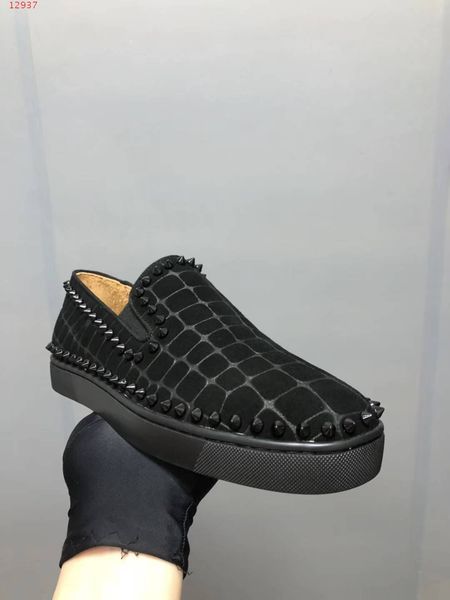 

flatform shoes sport luxury designer spikes flats shoes red bottom shoes for men and women black genuine leather sneakers quality