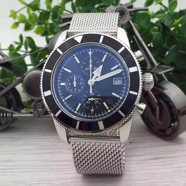 

New luxury mens watch superocean heritage chronograph quartz avengers 46mm mens watches stainless steel bracelet male wristwatch