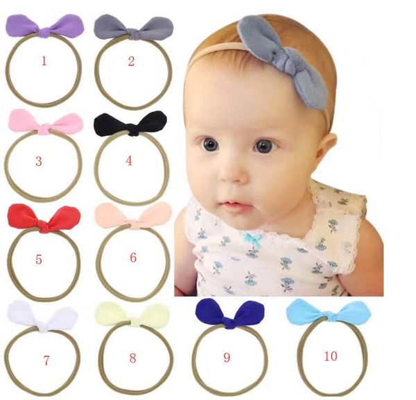 

newborn baby headbands bunny ear elastic headband children hair accessories kids cute hairbands for girls nylon bow headwear headdress 120pc, Silver
