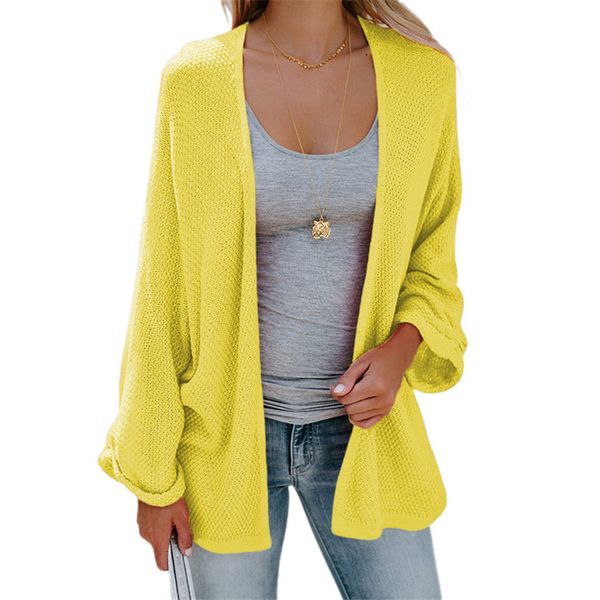 

2018 loose solid sweater cardigan autumn female thin sweater coat bat sleeves roupas feminina yellow red black, White;black