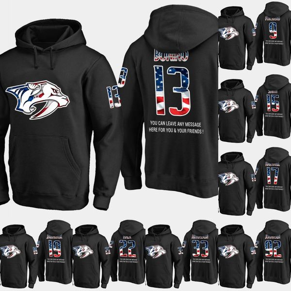 

Mens Nashville Predators USA Flag Hoodie 13 Nick Bonino 22 Kevin Fiala 33 Viktor Arvidsson Hockey Sweatershirt Jerseys Black S-XXXL