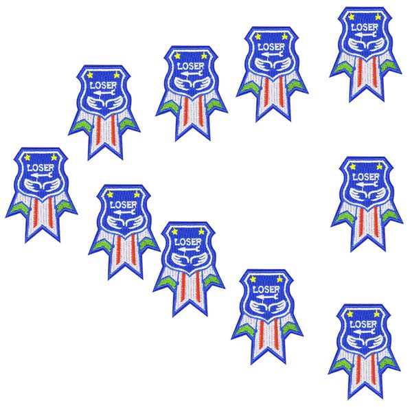 

10pcs badge loser diy patches for clothing bags iron on embroidered patch for jeans applique sewing accessories stickers on jacket dz034, Black