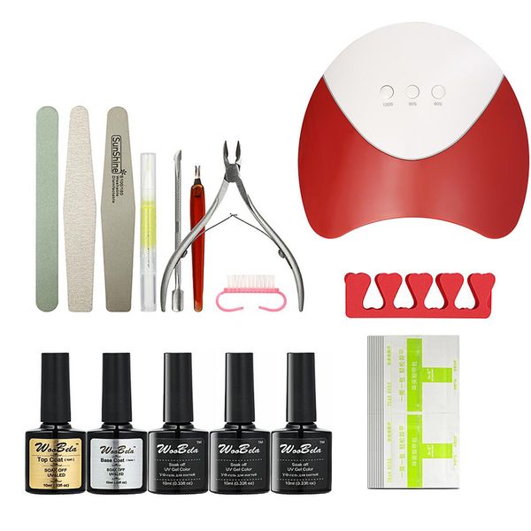 

woobela manicure tools set uv gel with lamp dryer and 3 colors gel nail polish set nails art kit nail